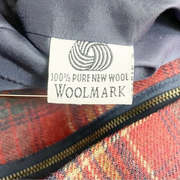 Pendleton Knockabouts Virgin Wool Zip Front Jacket Burgundy Blue Plaid Size 10 - Picture 14 of 16